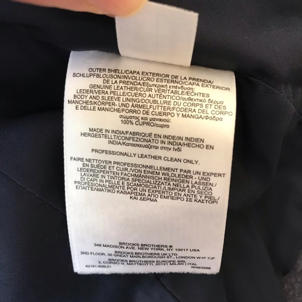 Brooks Brothers Navy Leather Blazer